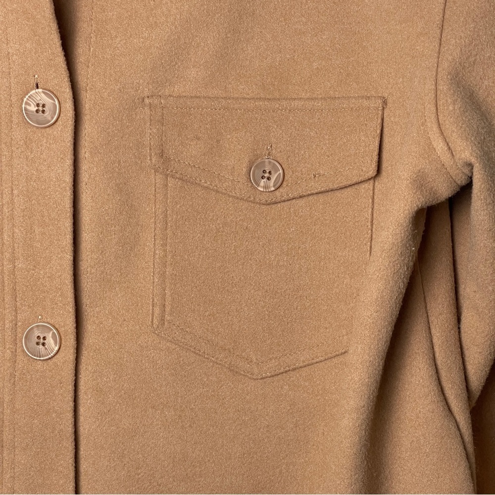 Joie Camel Tan Brushed Fleece Oversized Shacket / Shirt Jacket Size L - Picture 9 of 10